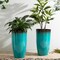23.5"H Set of 4 Oversized Gradient Turquoise Faux Ceramic Tall Plastic Planter